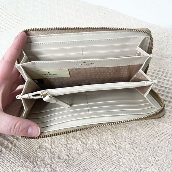Kate Spade Metro Spade Neda Continental Zip Wallet Metallic Gold - Picture 8 of 10